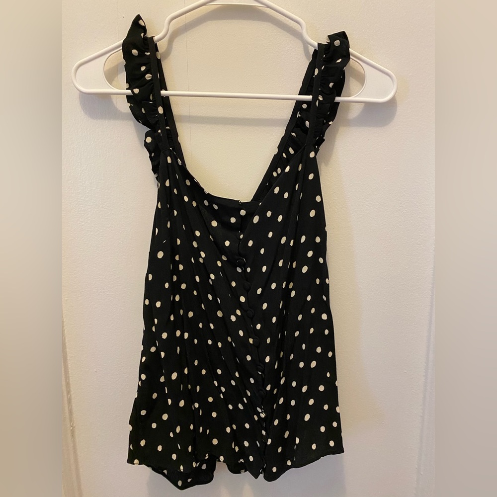 Madewell polka dot blouse.